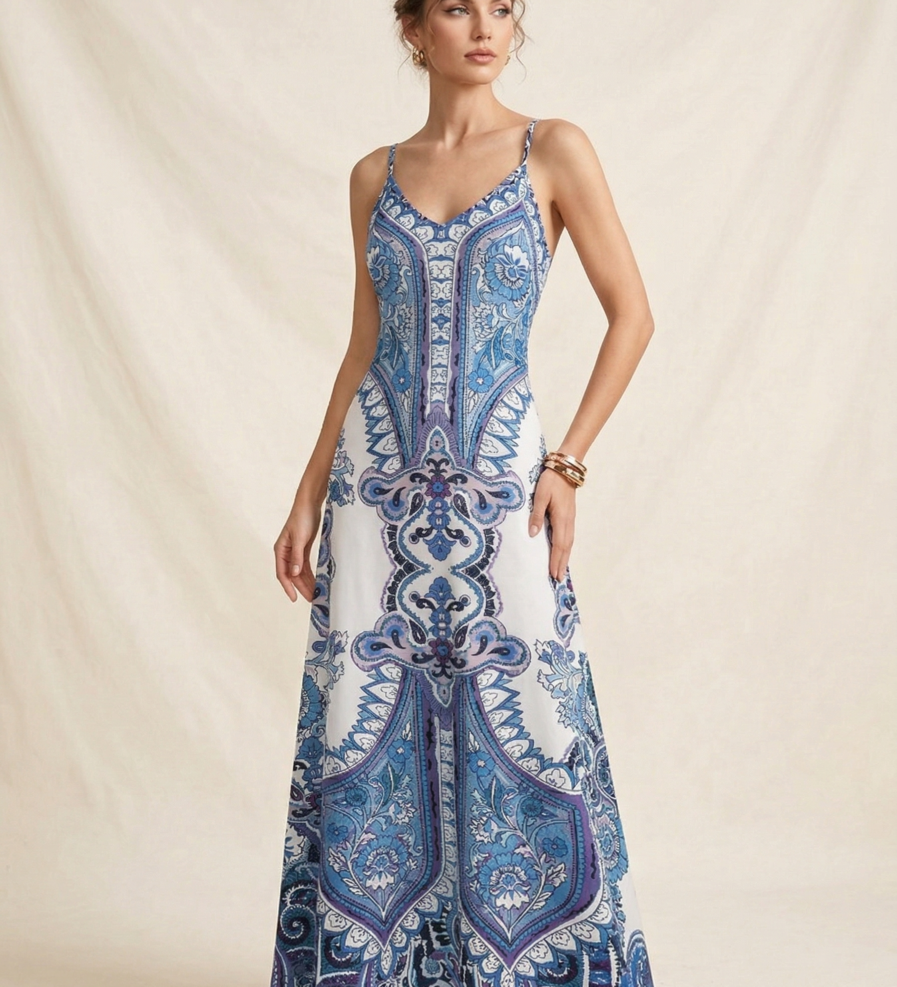 OTTILIE™ – Boho Αμάνικο Φόρεμα με Floral Σχέδιο