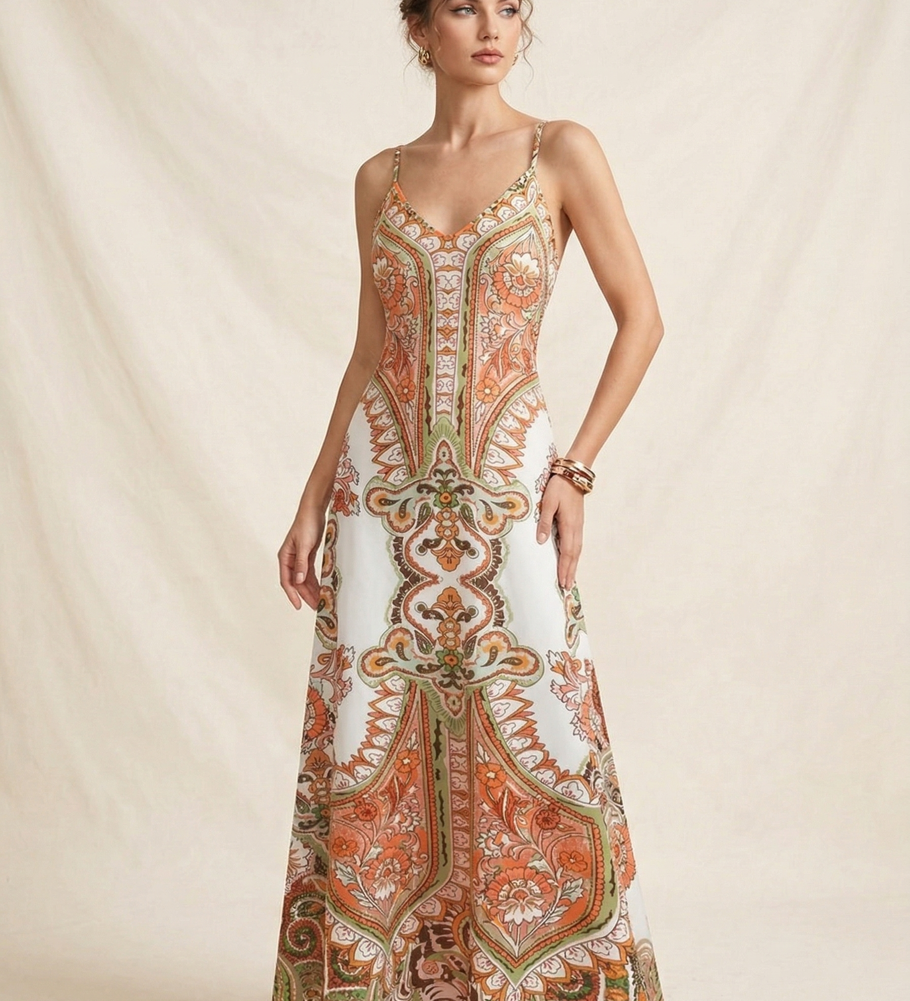 OTTILIE™ – Boho Αμάνικο Φόρεμα με Floral Σχέδιο