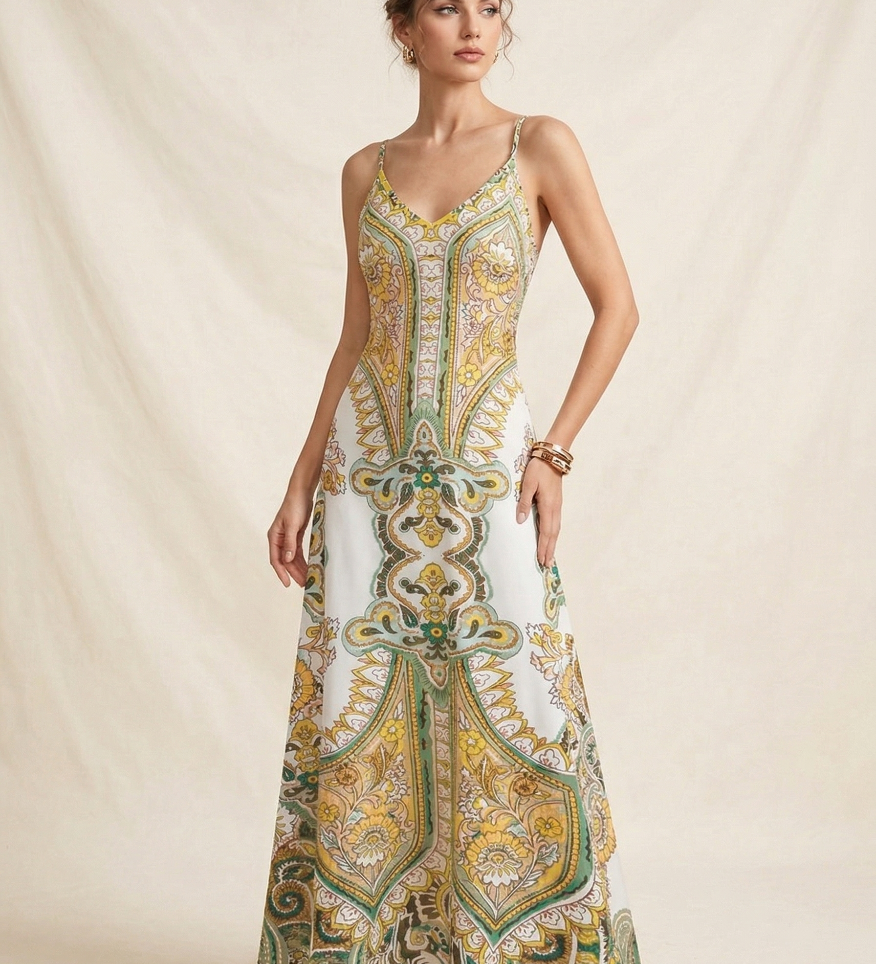 OTTILIE™ – Boho Αμάνικο Φόρεμα με Floral Σχέδιο