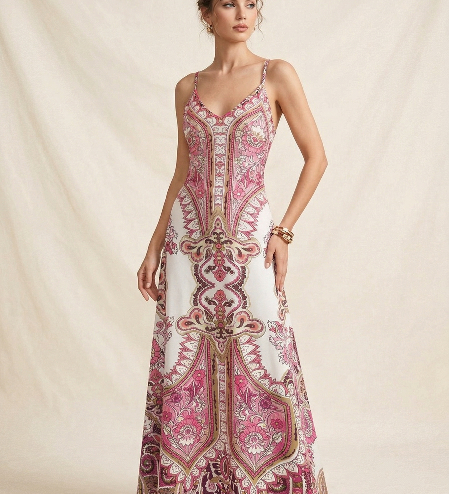 OTTILIE™ – Boho Αμάνικο Φόρεμα με Floral Σχέδιο
