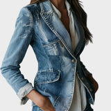 Olaya | Vintage Effortless Tailoring Washed Denim Blazer