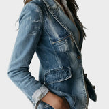 Olaya | Vintage Effortless Tailoring Washed Denim Blazer