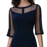 Ashley - Μίντι Μεσάτο Φόρεμα με Διάφανες Φάσες (Mesh Panel Tailored Midi Dress)