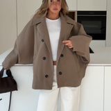 Μπουφάν oversized σε χρώμα κανέλας