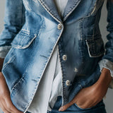 Olaya | Vintage Effortless Tailoring Washed Denim Blazer
