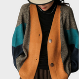 Phoibe | Καλλιτεχνικό Colorblock Oversized Πάτσορκ Πλεκτό Καρντάν Χειμώνας
