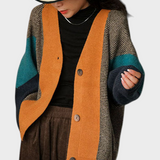 Phoibe | Καλλιτεχνικό Colorblock Oversized Πάτσορκ Πλεκτό Καρντάν Χειμώνας