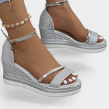 Corinne Orthopedic Wedge Platform Σανδάλια με γυαλιστερό φινίρισμα