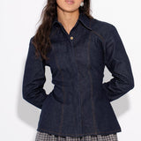 MILA -Εφαρμοστό τζιν πουκάμισο - Μπλε σκούρο (Fitted Denim Shirt - Navy)