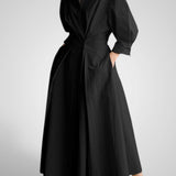 Έλλα | Γυναικεία Μάξι Φόρεμα με Pockets, Buttons, Μακρυμάνικοs