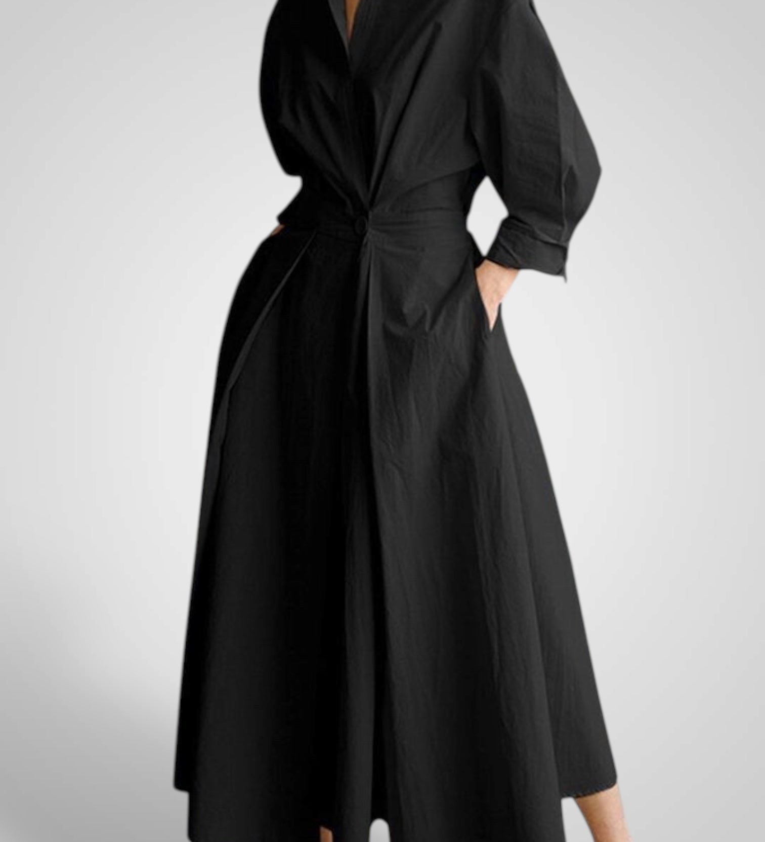 Έλλα | Γυναικεία Μάξι Φόρεμα με Pockets, Buttons, Μακρυμάνικοs