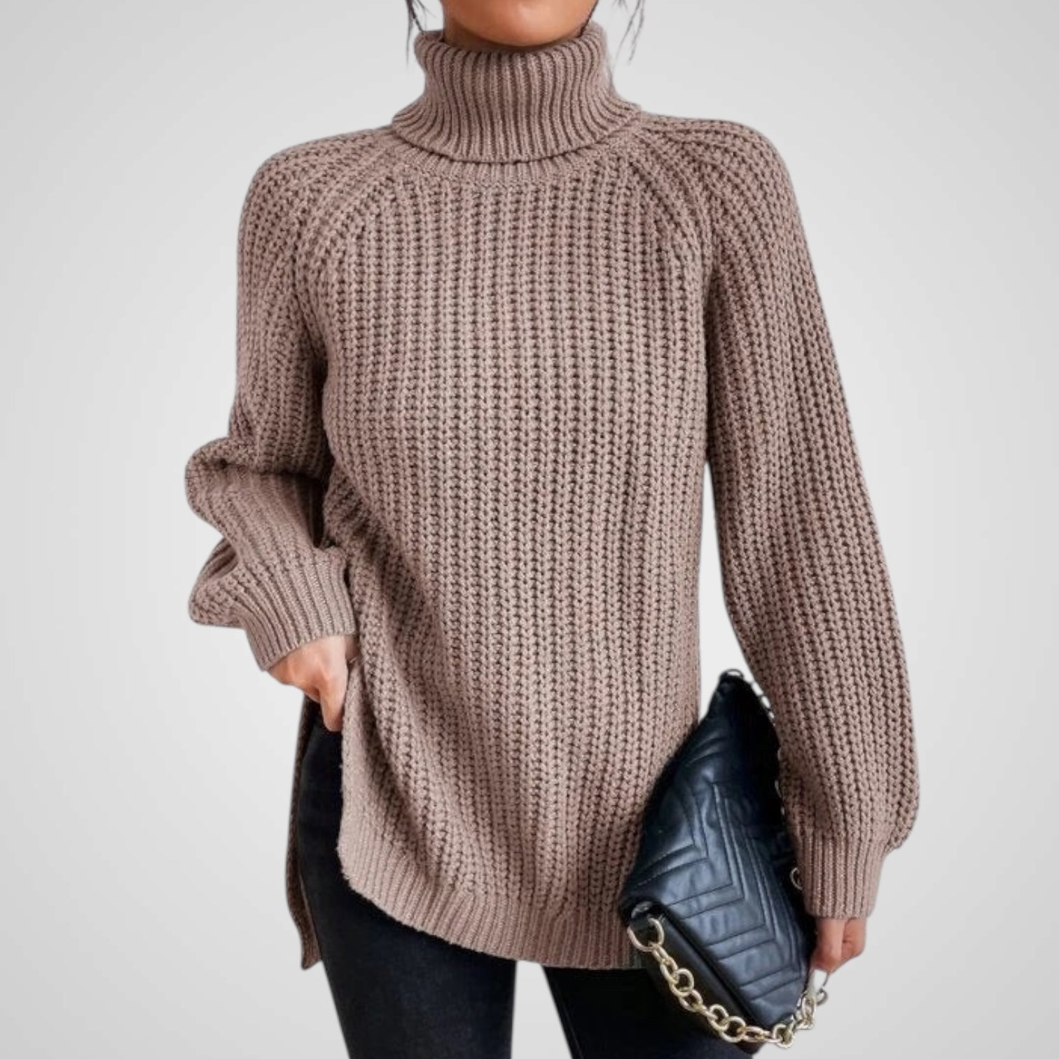 Γυναικεία Ζιβάγκο Ριπ Knit Σχίσιμο Πουλόβερ