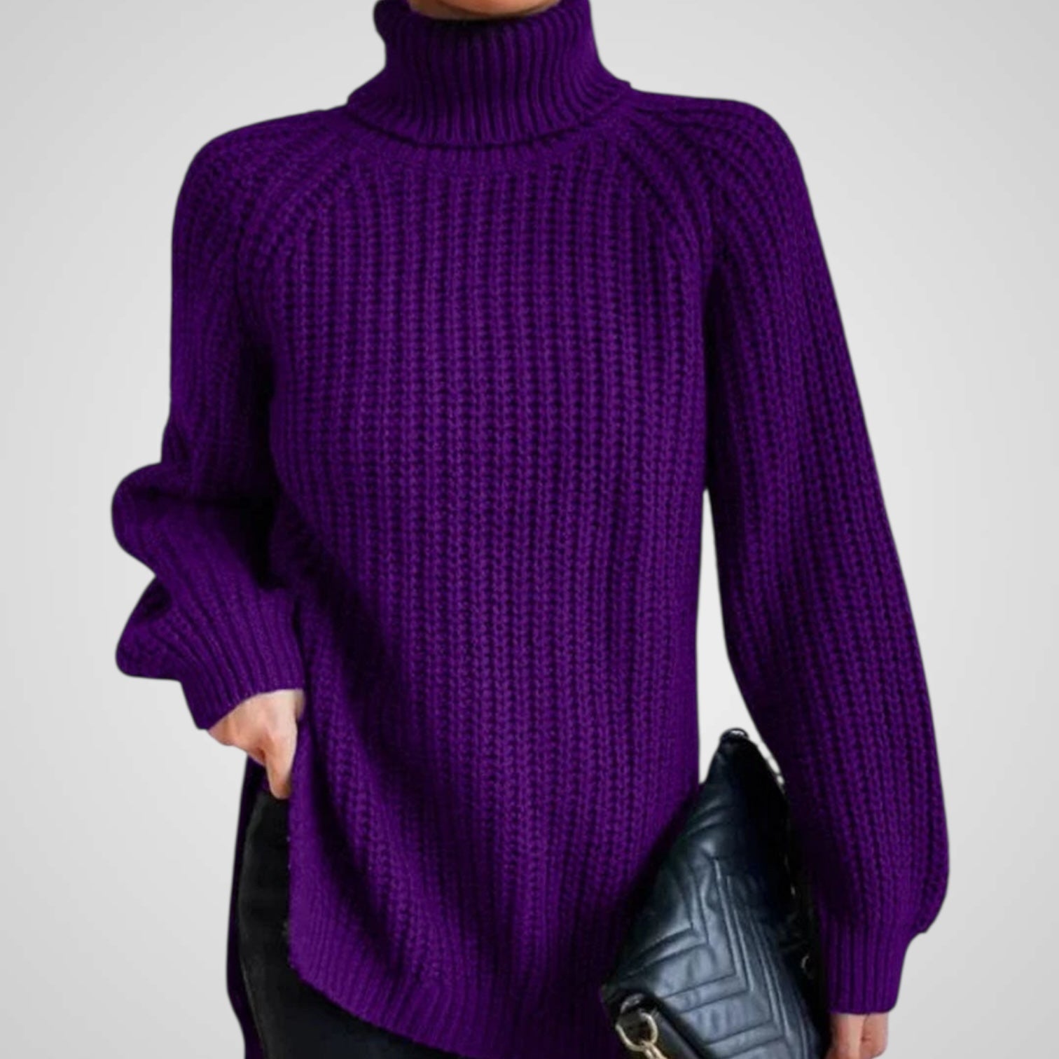 Γυναικεία Ζιβάγκο Ριπ Knit Σχίσιμο Πουλόβερ