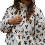 Ecru - Φλοράλ Ζακέτα Fleece Alice (Floral Alice Fleece Jacket)