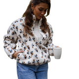 Ecru - Φλοράλ Ζακέτα Fleece Alice (Floral Alice Fleece Jacket)