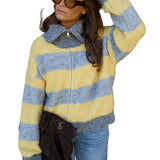 Luciana - Γκρι και Κίτρινη Ζακέτα Mayfair (Grey and Yellow Mayfair Cardigan)