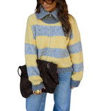 Luciana - Γκρι και Κίτρινη Ζακέτα Mayfair (Grey and Yellow Mayfair Cardigan)