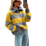 Luciana - Γκρι και Κίτρινη Ζακέτα Mayfair (Grey and Yellow Mayfair Cardigan)