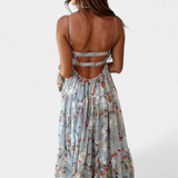 Neha Φόρεμα Floral με Ανοιχτή Πλάτη και Τιράντες Σπαγγέτι