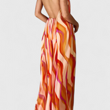 Remi Φόρεμα Maxi Halter με Κυματιστό Μοτίβο και Κομψή Πλέξη