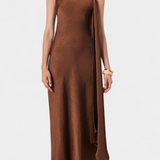Robina Μακρύ Ασύμμετρο Φόρεμα σε Μπρονζέ