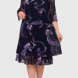 Shriley Φόρεμα από Σιφόν με Στάμπα Midnight Swirl και Ρευστή Σιλουέτα