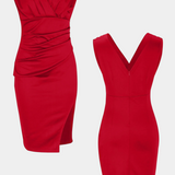 Rosanna | Κομψό Φόρεμα Bodycon με Λαιμόκοψη V και Σκίσιμο στο Πλάι