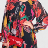 Annegret Φόρεμα Floral Midi με Μακριά Μανίκια και Ρευστή Γραμμή