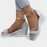 Corinne Orthopedic Wedge Platform Σανδάλια με γυαλιστερό φινίρισμα